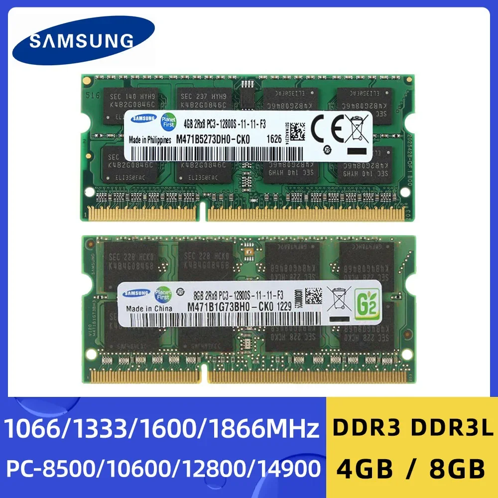 Snsung Ʈ ޸, 8GB 4GB DDR3 DDR3L, 1600Mhz, 1866Mhz, 1333Mhz, 1066Mhz, SODIMM PC3, PC3L-8500 10600 12800, Ʈ RAM